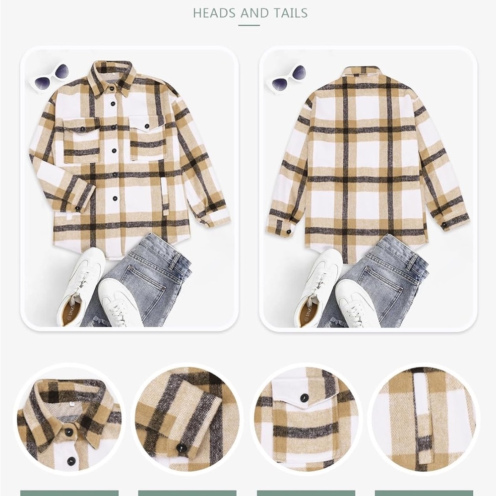 Price ⬇️ Plaid Button-Up Jacket, soft and comfy as a layer or jacket! - Picture 5 of 7